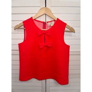 Kate Spade Sleeveless Bow Top Women Geranium Red Keyhole NJMU5699 Size 0